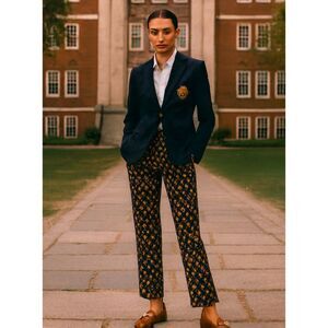 Talbots Gold Crest High Waisted Pants Womens Sz 8 VTG Cotton Stretch Preppy